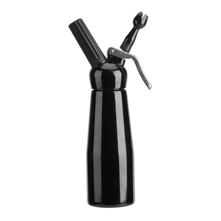 Pro Whipped Cream Dispenser, 500ml Heavy Duty Classic Kitchen Aluminum Cream Whipper Canister with 3 Stainless Steel Nozzles(Black