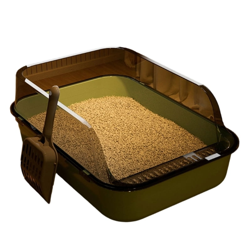 Yiran Thickened Semi Enclosed Splash Proof Cat Litter Box, Peach Pink, Extra Large Size