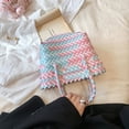 thumbnail image 3 of Bolsos Bolsos de playa Bolso de cubo transpirable para mujer PU tejido para fiesta navideña (azul rosa) Ehuebsd Para Estrenar, 3 of 9