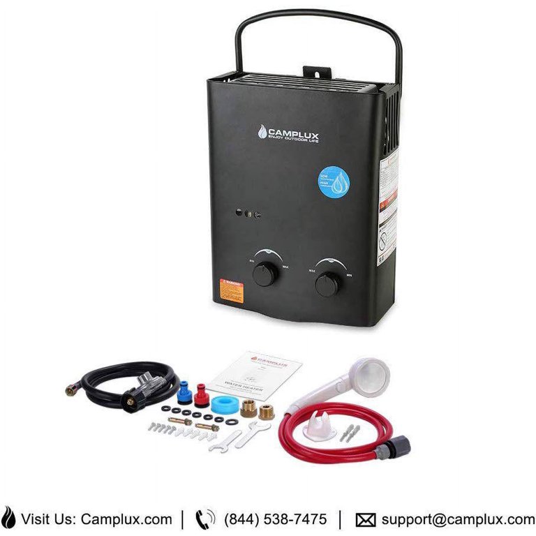 Camplux Enjoy Outdoor Life 5 L 1.32 GPM Propane Tankless Water Heater,  Black - Walmart.com