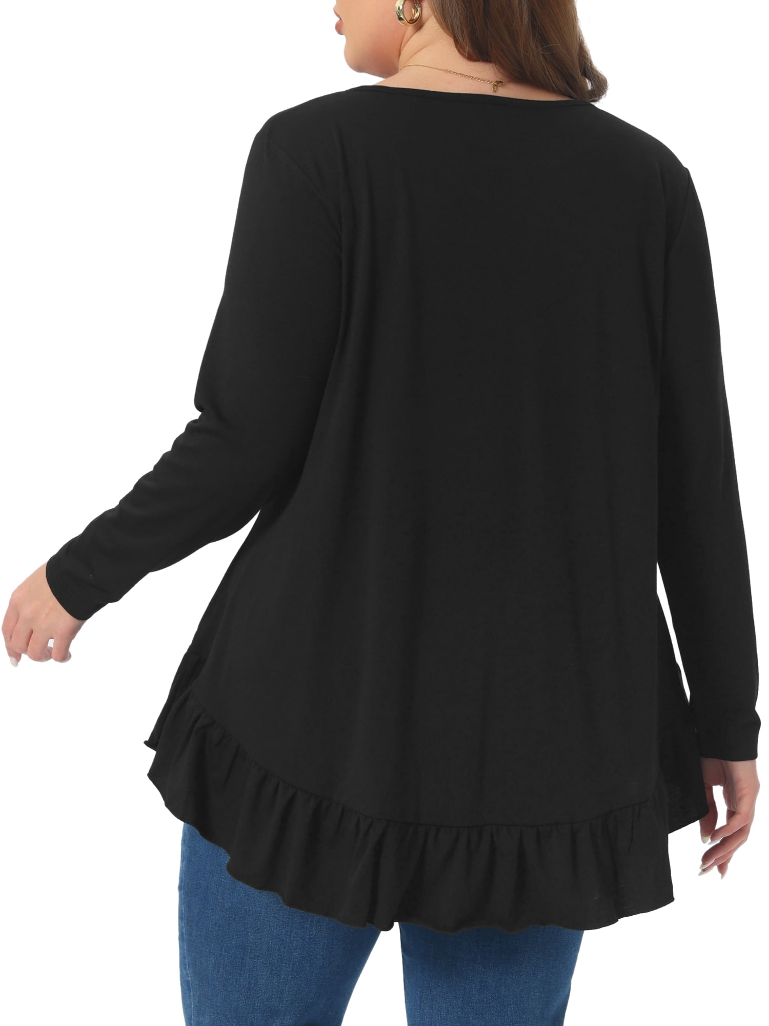 DARING DIVA Women's Plus Size Tunic Button Henley Blouses 4X Black