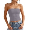 thumbnail image 3 of Gyexs Womens Tube Tops Strapless Slim Fit Tank Tops Double Layer Design Summer Fashion 2026 Grey2 Size XL, 3 of 6