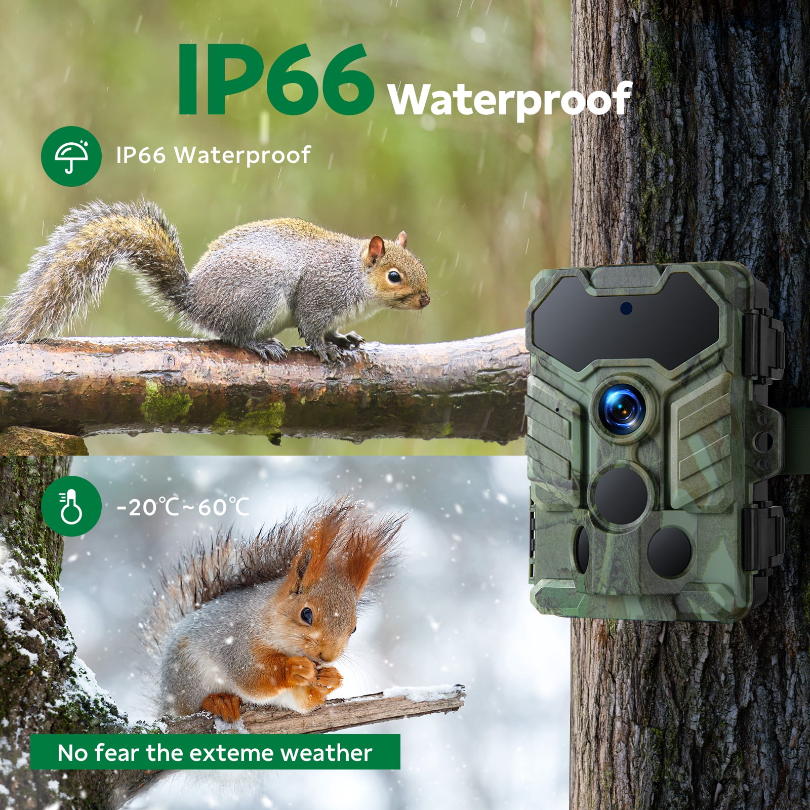 CAMPARK Trail Camera WiFi Bluetooth Game Deer Hunting Camera with Night Vision Waterproof IP66 0.1s Trigger Motion Activated Trail Cam 32MP 1080P 2.4" LCD Wildlife Camera