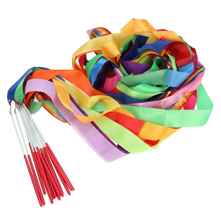  ORZIZRO Rainbow Dance Ribbons, 12PCS Rhythm Ribbon Streamers  for Kids Children Adults - Bright & Multi-Colored : Toys & Games