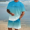 thumbnail image 3 of Men'S 2 Piece Summer Vacation Outfits Comfort Casual Beach Short Sleeve Shorts T-Shirt Set Oversize Lightweight Sweat (Sky Blue,4XL), 3 of 6