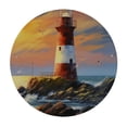 thumbnail image 2 of Wuche  Round Fitted Tablecloth Art Painting Nautical Lighthouse Table Cloth with Elastic Edged Waterproof Wipeable Round Table Cover for Patio Parties Outdoor Decor White, 2 of 7
