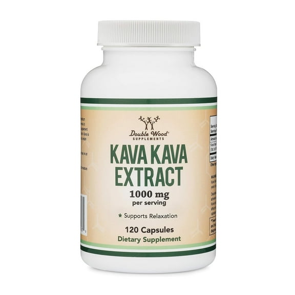 Kava Kava Supplement 1,000mg per Serving, 120 Capsules (High Purity Potent 3-5% Kavalactones Root Extract) for Relaxation and Stress Relief (Made in The USA, Vegan Safe) by Double Wood