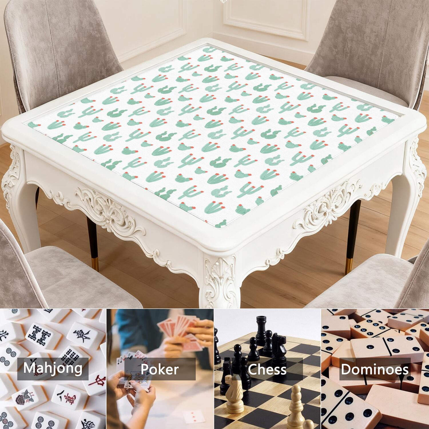Square Plants Mahjong Playing Mat 31.5x31.5 Inches Made of High Quality Rubber Featuring Anti-Slip Non-Slip Backing and Noise Reduction for Tiles Cards Board Games