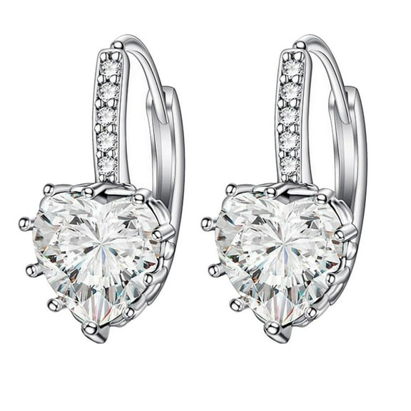Women Earrings Heart-shaped Zircon Multi-color Fashion Simple Earrings