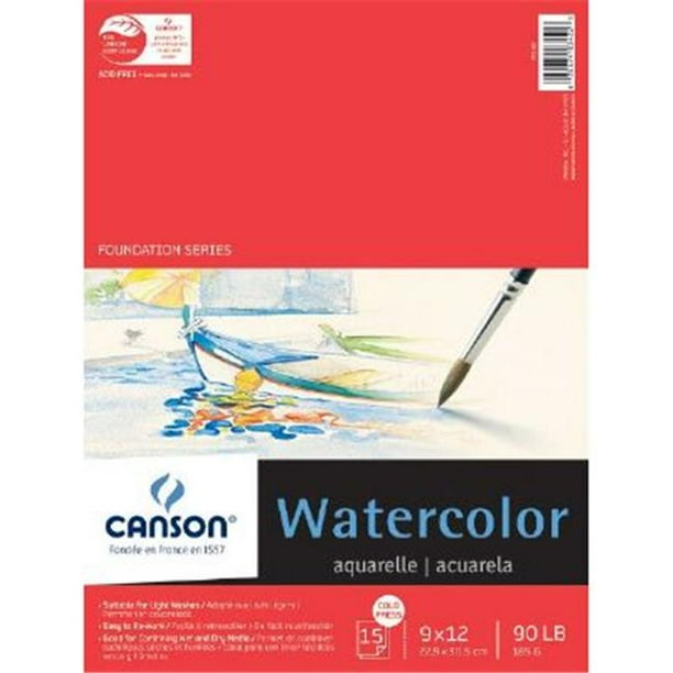 Canson C100511022 9 in. x 12 in. Aquarelle Presse à Froid 15 Feuilles Pad