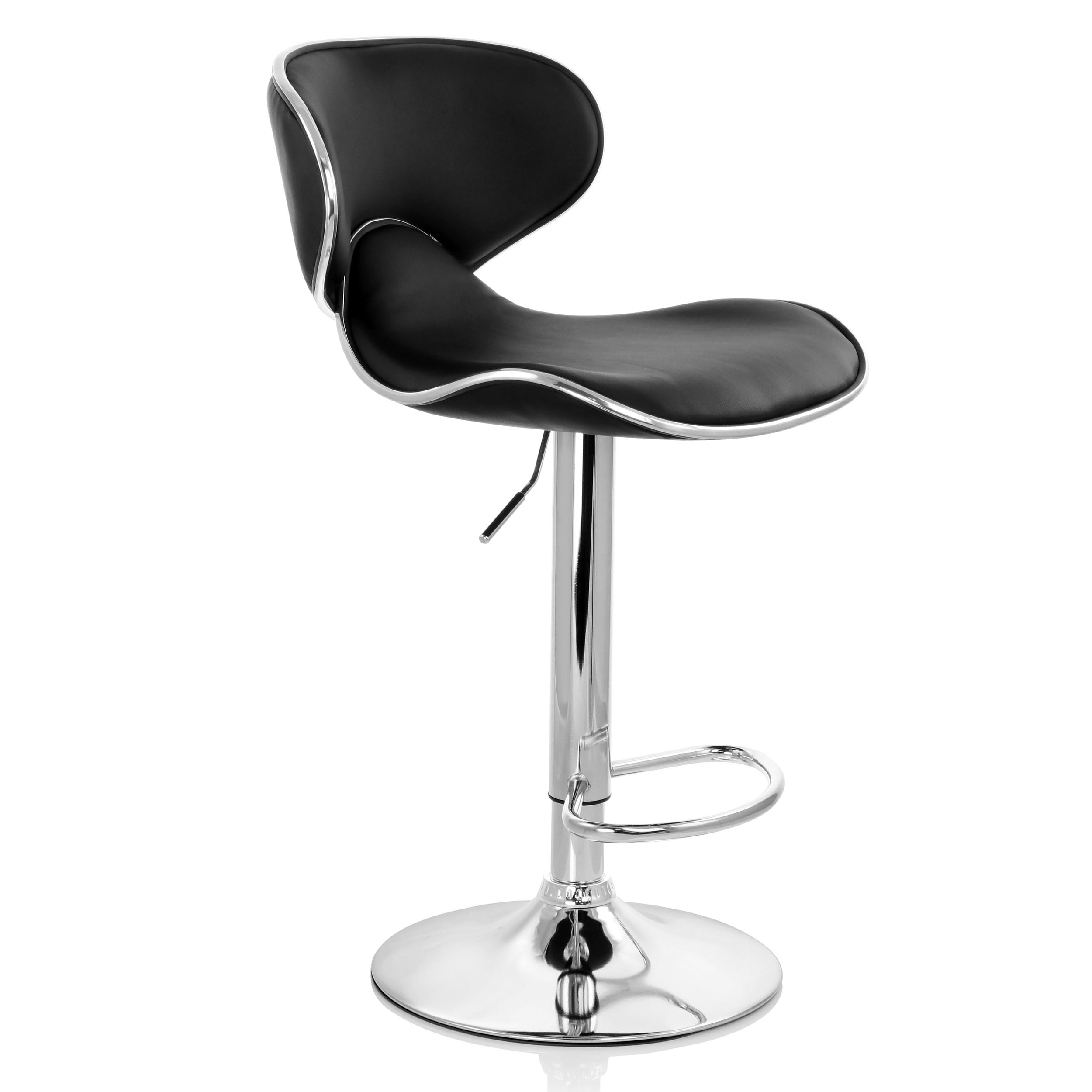 Elama Bar Stool with Adjustable Height & Swivel, Black and Chrome, Set of 2