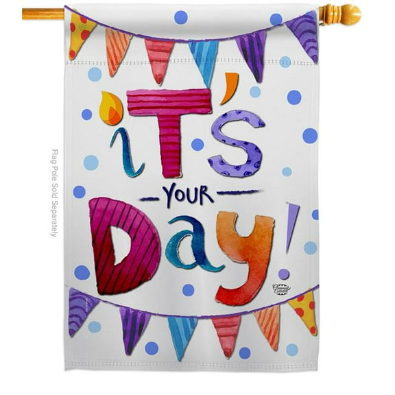 Ornament Collection H192169-BO Its Your Day Celebration Birthday Double-Sided Garden Decorative House Flag, Multi Color