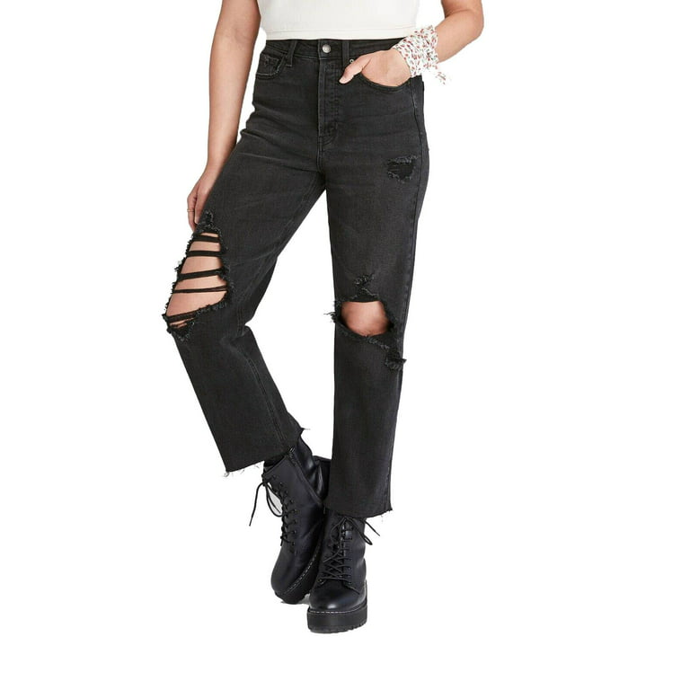 Wild Fable Women's Super-High Rise Distressed Straight Jeans