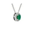 thumbnail image 2 of 2.20 Ct Round Shape Natural Diamond Emerald Gemstone Beautiful Halo Design Pendant for Engagement Gift Solid 14K White Gold With 18 inches Chain, 2 of 6