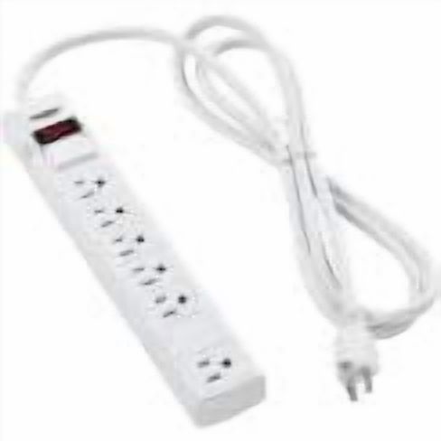 12" 5+1 Outlet Strip & Surge Protector, 90 Joules, 6-ft Cord, White