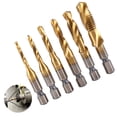 thumbnail image 4 of Juego De Brocas Para Grifo De 6 Uds Hss M3/4/5/6/8/10 Con Revestimiento De Titanio Con Vástago Hexagonal Broca Para Tornillo En Espiral Métrica Para Trabajos De Reparación Mantenimiento De Mecanismos Methold TO002743-00, 4 of 6