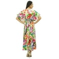 thumbnail image 6 of Bimba Womens Floral Rayon Kaftan Long Maxi Caftan Dress Night Wear Coverup, 6 of 8