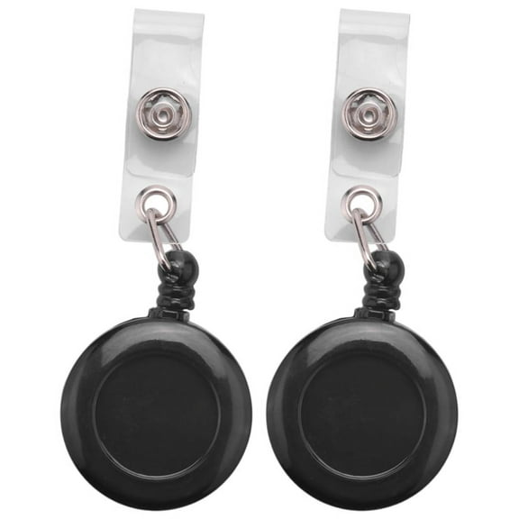 2X Retractable Yo Yo Key Ring PULL CHAIN Belt Clip ID CARD Holder Ski Pass - Black,2x Retractable Reel With Belt Clip For Keys--Badges,black
