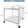 thumbnail image 3 of Support d'Imprimante Grand de 20 Pouces, Table d'Imprimante à 2 Niveaux sous le Bureau avec Tablette à Hauteur Réglable, Chariot d'Imprimante Roulant avec Roues pour Rangement de Bureau à Domicile, Blanc, 3 of 7