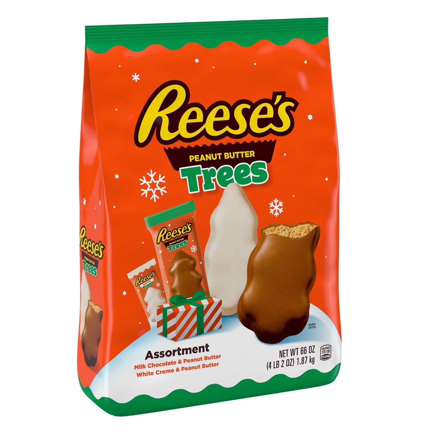 REESE'S, Assorted Chocolate Peanut Butter Trees Christmas Candy, 66 oz, Bulk Bag