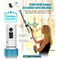 thumbnail image 6 of Amiluo Electric Spin Scrubber, 6000 mAh Ultra-Large Battery, 1200 RPM Power Cordless Cleaning Brush with Extension Handle, 8 Replaceable Heads & Display, Shower Brush for Tub/Floor/Bathroom, A5/Blue, 6 of 10