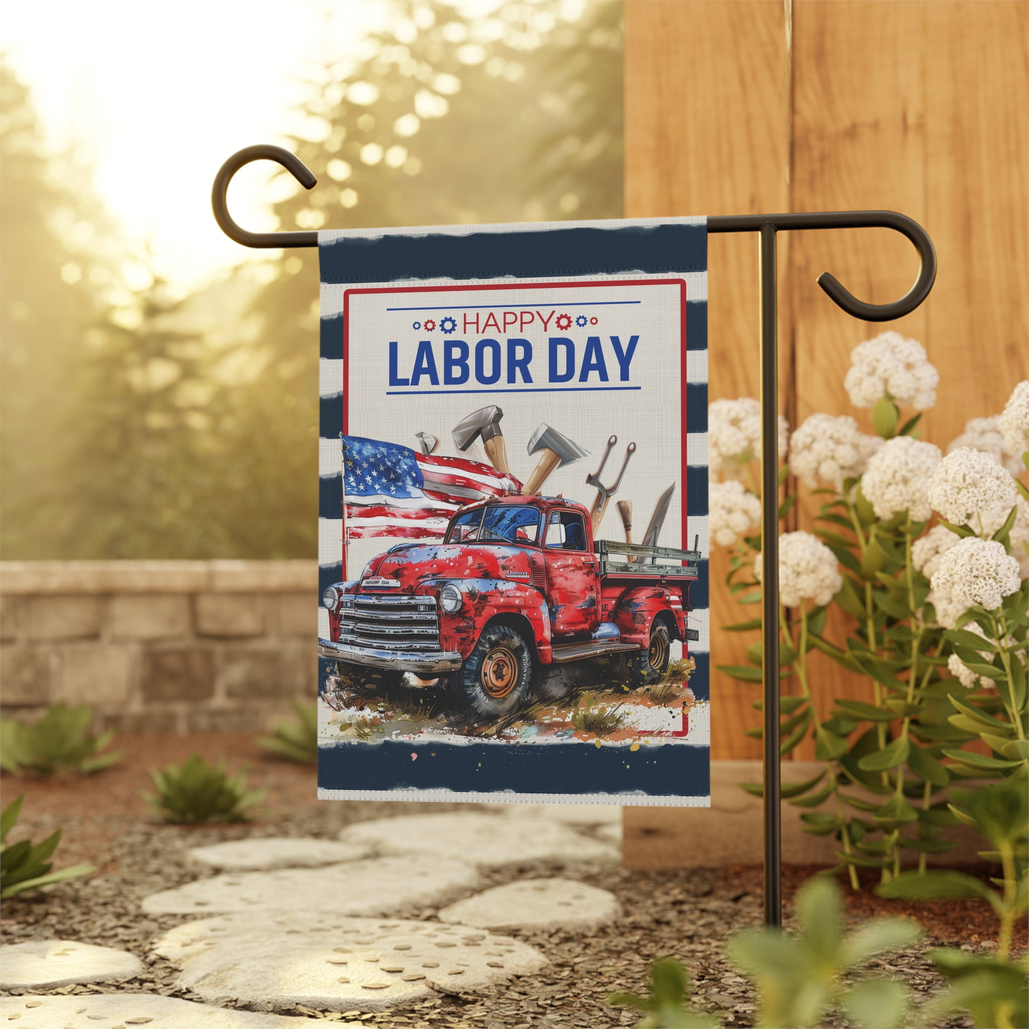 Truck Tools American Labor Day Decor Flags for Outdoor Yard ID-0709-3TZQ