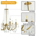 thumbnail image 4 of Plug in Crystal Chandelier for Living Room,Golden Hanging Pendant Light with Clear 14.76 ft Cord and On/Off, 6 Light Crystal Chandelier for Wedding, Kitchen, Dining,Foyer, 4 of 11