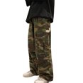 thumbnail image 2 of Joernso Men Cargo Pants Camouflage Drawstring Elastic Waist Wide Leg Autumn Vintage Jogging Trousers Streetwear, 2 of 7