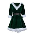 thumbnail image 4 of SRZYMJ Mrs Santa Claus Costume Dress for Women Velvet Hooded Dress with Belt Holiday Party Long Sleeve Dress Christmas Clothes, 4 of 9