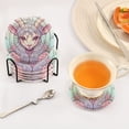 thumbnail image 5 of Goat Head Roses Flowers 6 Pcs Drink Coasters with Holder Absorbent Coasters Woven Coasters for Drinks Table Desk Protection Home Decor, 5 of 7