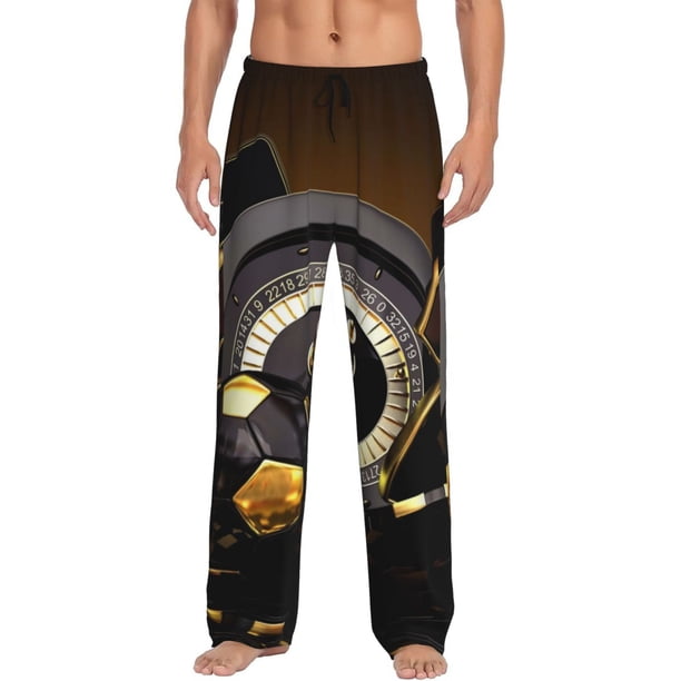 Fotbe Casino Cards Pantalones de Pijama para Hombre, Pantalones de Dormir, Pantalones de Casa con Cintura Ajustable y Bolsillos-XX-Large