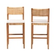 thumbnail image 2 of bali & pari Chatura Natural Rattan and Wood 2-Piece Bar Stool Set Bar Height, 2 of 8