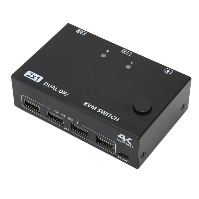 Conmutador KVM USB modo dual 2 en 2 salidas Conmutador KVM de monitor dual de metal Puerto USB 20 4W para transmisión en vivo para enseñanza