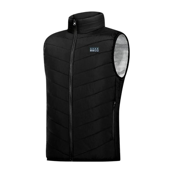 WREESH Heated Vest for Men Casual Solid Stand Collar Zipper Four Control 21 Heat Zones Heating Vest Usb Charging Vest Black