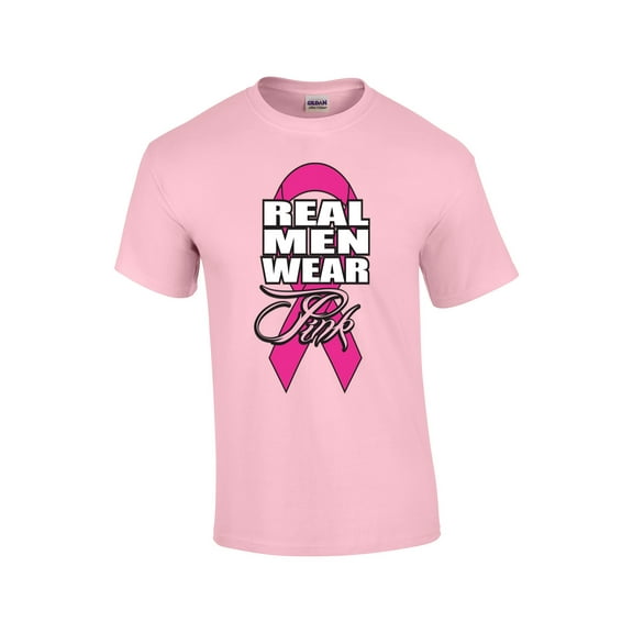 Real Men Wear Pink Cancer Awareness Adult Short Sleeve T-shirt-Lightpink-Small