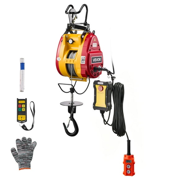 Cabrestante eléctrico VEVOR 2 en 1, capacidad de 300 kg, grúa cabrestante portátil de 1500 W, altura de elevación de 30 m, velocidad de 19 m/min con control remoto con cable e inalámbrico