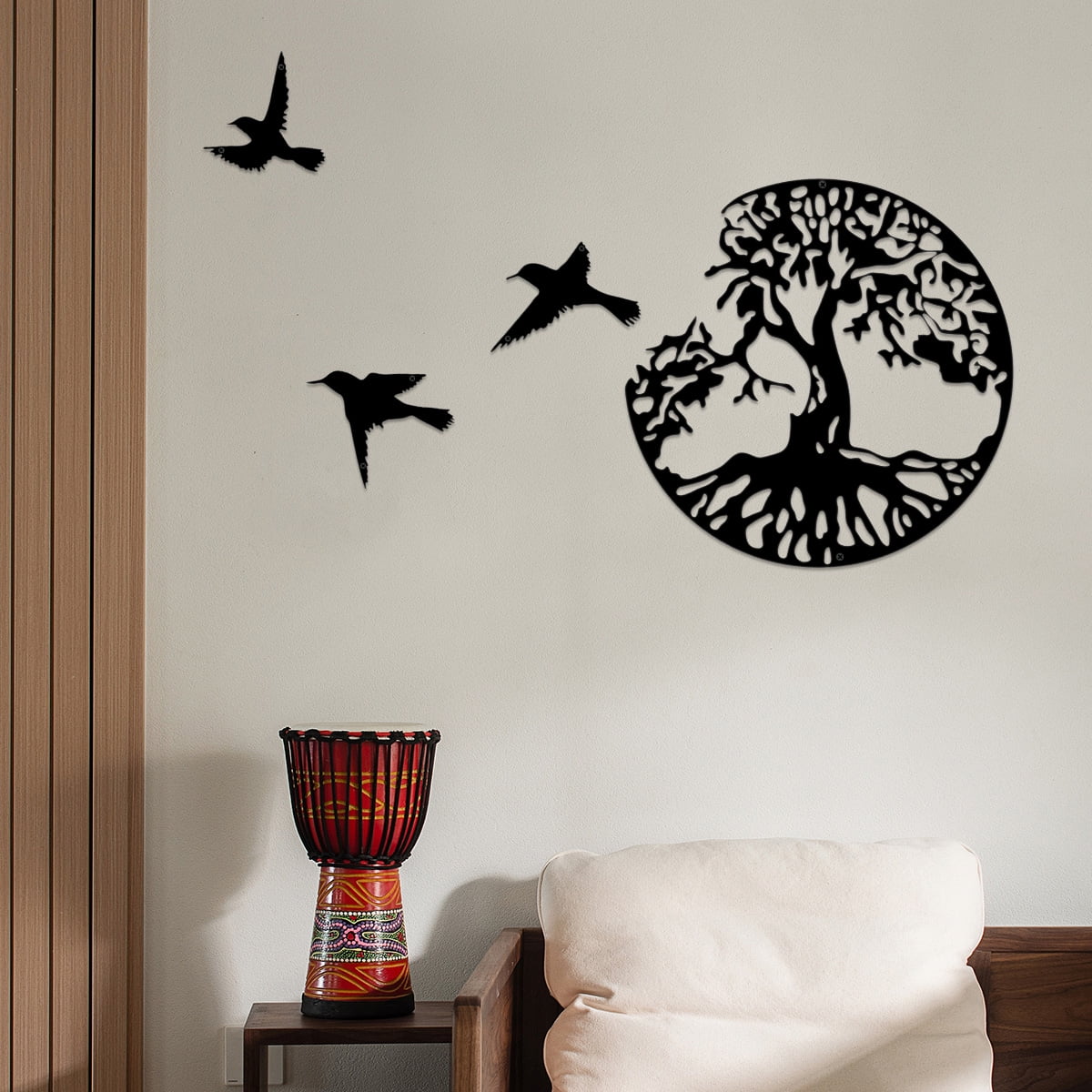 Metal Hanging Wall Art Round Hanging Sculpture Tree of Life Home  Decor 