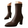 thumbnail image 1 of Leozcaa Women's Ankle Boots Pointed Toe Chunky Block Heel Ankle Bootie Fall Short Mid Calf Booties Shoes, 1 of 8
