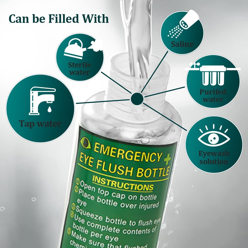 YUEWO Portable Eye Wash Station Wall Mounted Emergency Eyewash Station Eye Wash Kit,2 * 16.9-oz. Bottles,Flush Bottles Kit, No Solution