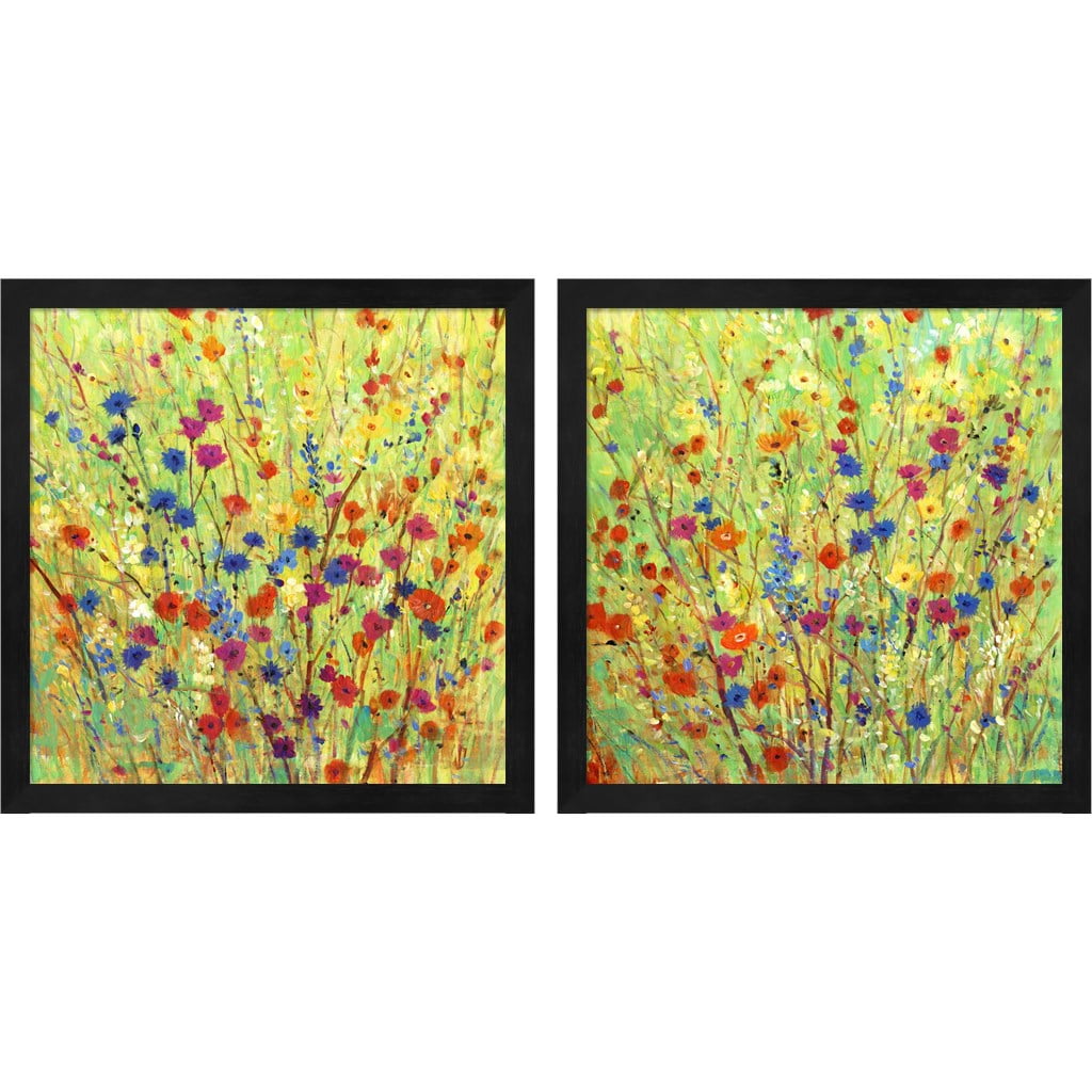 Wildflower Patch Framed Art Set with Black Frame, 13.25" x 13.25"