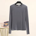 thumbnail image 1 of LNGOOR Modal T-Shirt Basique Uni Col Rond Manches Longues Femmes Automne Tee-Shirt de Base T-Shirt Assorti Grande Taille, 1 of 7