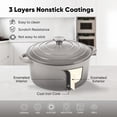 thumbnail image 3 of Hawsaiy 6 QT Enameled Cast Iron Dutch Oven with Lid, Nonstick Cookware for Baking, Roasting, Braising & Cooking, Dual Handles,Gray, 3 of 10