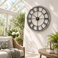 Wood Industrial Roman 24 Inch Farmhouse Wall Clock Rustic Decorative ...