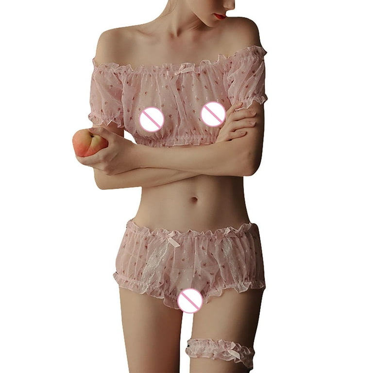 Supply Rose sexy lingerie cute little Maid sexy Perspective mesh