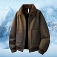 thumbnail image 2 of Fgnfyis Mens Winter Jacket Winter Lined Jacket with Lapel Collar Heavy Duty Thermal Outerwear Coats for Cold Weather Coats for Men Brown L, 2 of 4