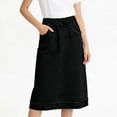 thumbnail image 2 of SROBPTY Little Girls Skirts Solid A Line Denim Midi for 4-15 Years, 2 of 5