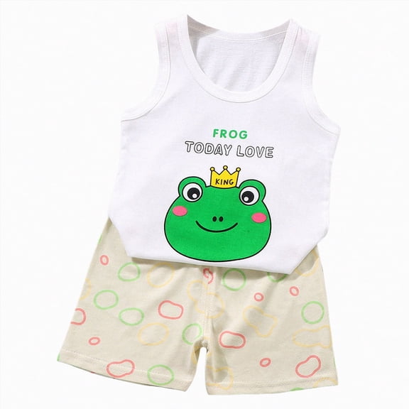 Baby Boys Casual Clothing Sets Cute Cartoon Tank Tops and Shorts Outfits Toddler Boy Summer Clothes