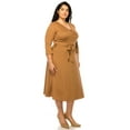 thumbnail image 3 of Women's Plus Size Wrap Dress 3/4 Sleeve V Neck Waist Tie, 3 of 6