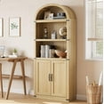 thumbnail image 1 of EDTara Arched Bookcase with Doors 5 Shelf Bookshelf Tall Bookcase Farmhouse Display Storage Rack Wooden Bookshelves for Home Office, Living Room, 1 of 8