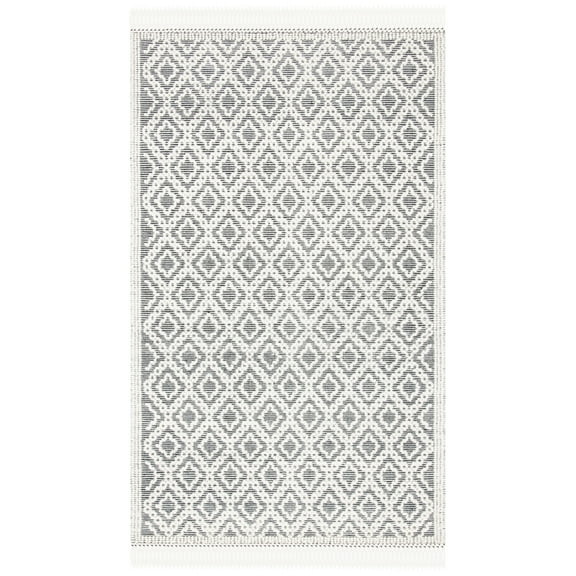 SAFAVIEH Natura Kayleah Geometric Wool Area Rug, Ivory/Black, 4' x 6'